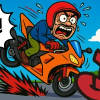 急なブレーキ操作で前輪を滑らせるライダー