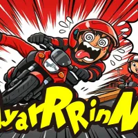 一本橋でバランスを崩すライダー