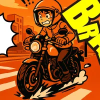 ブレーキ操作に驚いて体を固くするライダー