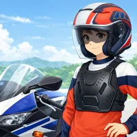 胸部プロテクターを着用したライダー