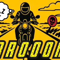 直線道路で油断して走るライダー