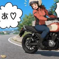 後方確認をしたら落ちている500円玉を見つけたライダー