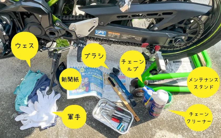 チェーン掃除の道具一式