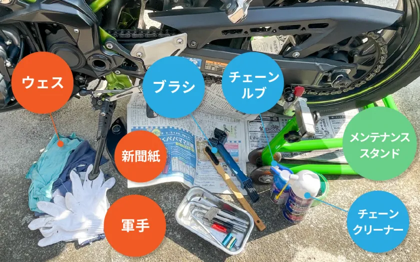 チェーン掃除の道具一式