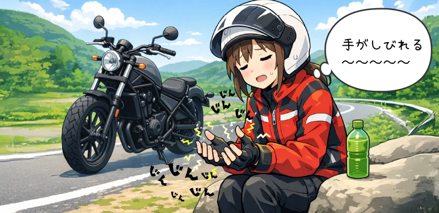 ツーリング先で手のしびれに悩むライダー