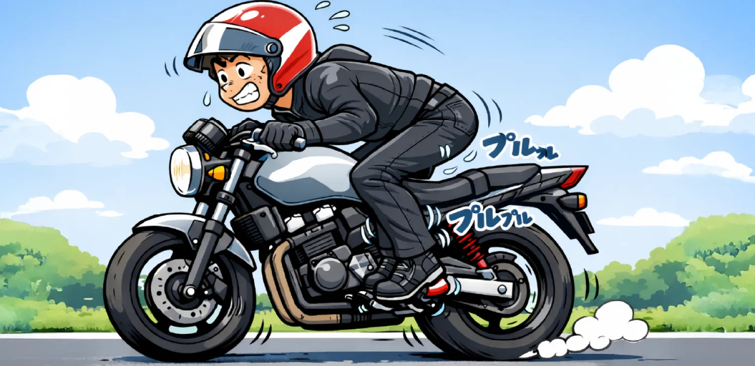 ステップにつま先を置いて走るライダー