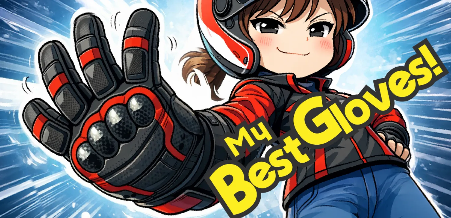 ライディンググローブを自慢するライダー