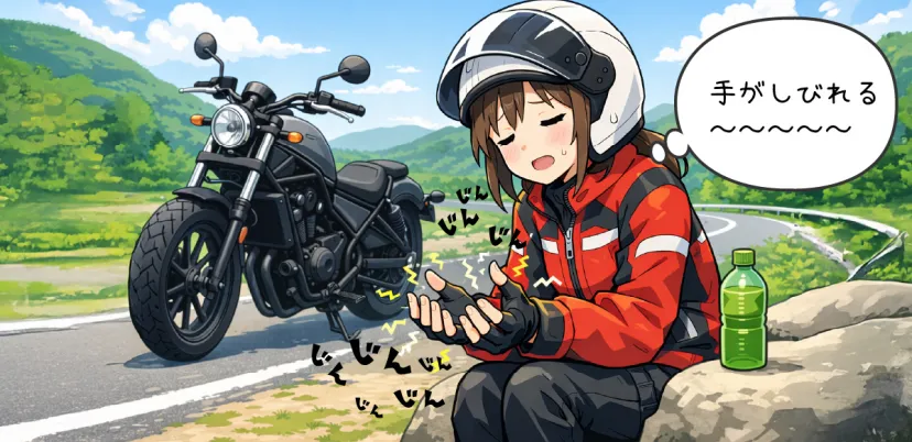 ツーリング先で手のしびれに悩むライダー
