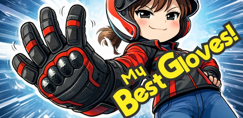 ライディンググローブを自慢するライダー